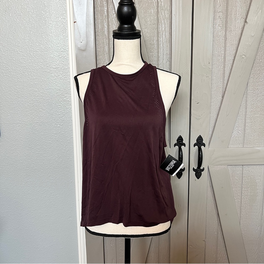 NEW! Victoria Secret Sport- Burgundy Sleeveless Tank Top with Eyelet Backing.
